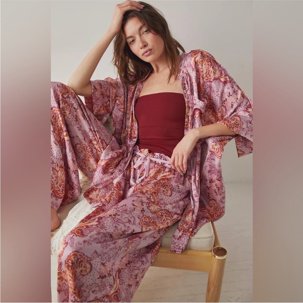 EUC Free People Goddess Lounge Pants & Goddess Sleep Shirt Size Small